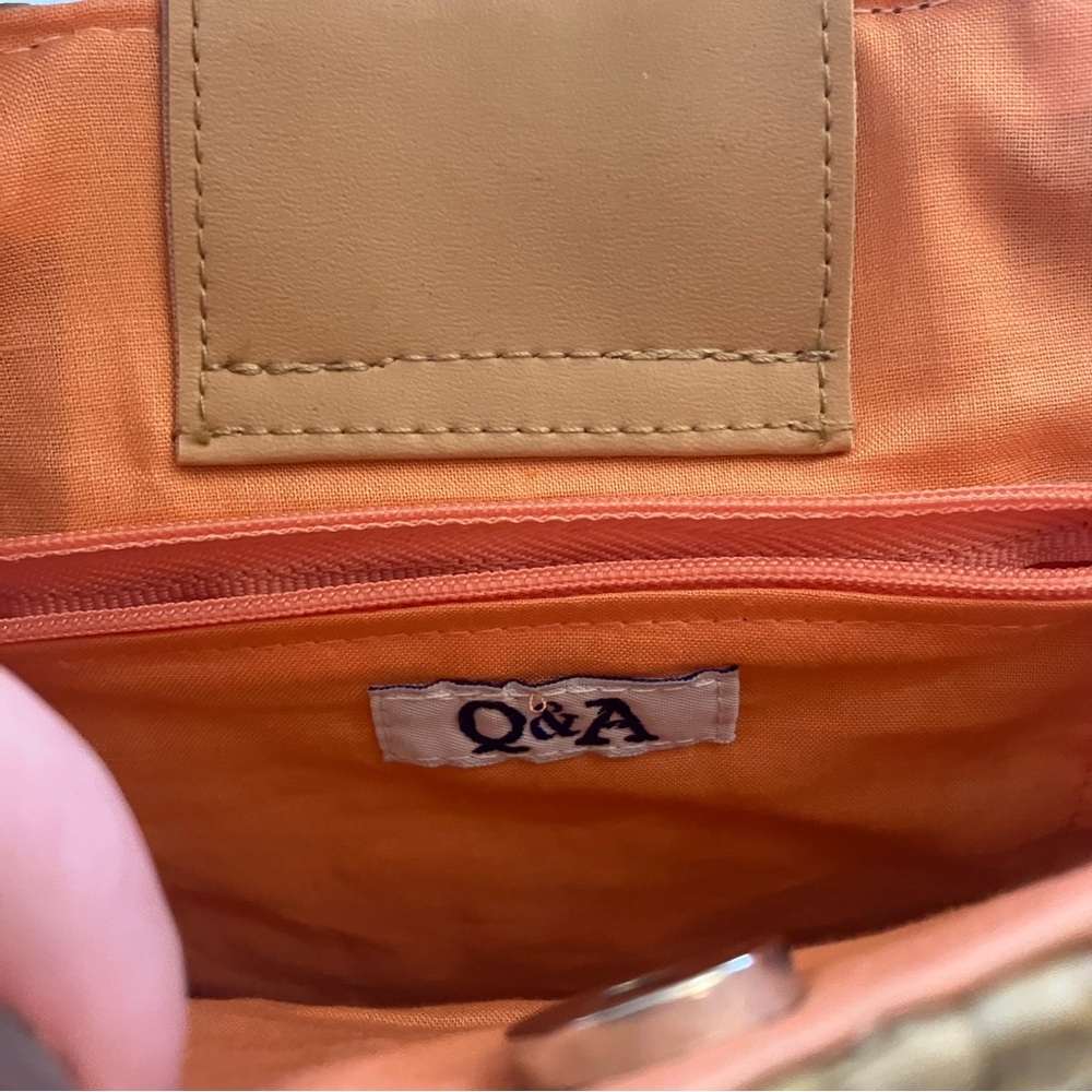Vintage y2k Woven Straw‎ Rattan Purse Floral Leather Handles by Q&A - Picture 4 of 7